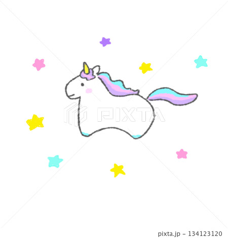 落書き風のかわいいユニコーン(馬) 落書き風のかわいいユニコーン(馬) 134123120