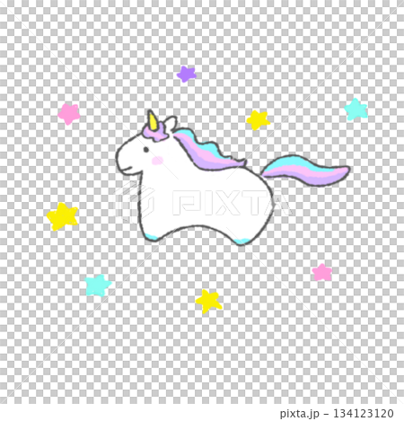 可愛的塗鴉獨角獸（馬） 134123120