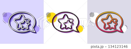 Stars line icon. Halftone dotted pattern. Gradient icon with grain shadow. Favorite sign. Positive feedback symbol. Line star icon. Various designs. Vector 134123146