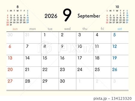 2026年カレンダー9月 134123320