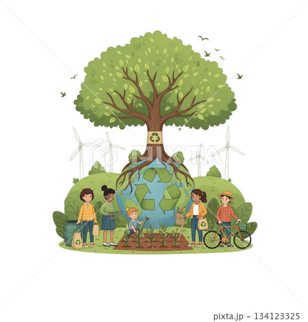 公園で遊ぶ子供たち 134123325