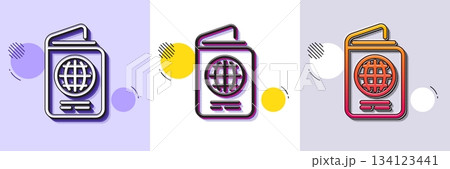 Passport line icon. Halftone dotted pattern. Gradient icon with grain shadow. ID document sign. Citizen identity doc symbol. Line passport icon. Various designs. Vector 134123441