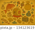 鯛と宝尽くし画 134123619