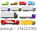 小型トラックから大型トラックのイラストセット 134123760