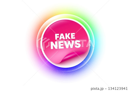 Fake news sticker rainbow gradient. Paper offer price tag. Fake news tag. Media newspaper sign. Daily information symbol. Sticker label. Grain dots effect. Vector Fake news sticker rainbow gradient. Paper offer price tag. Fake news tag. Media newspaper sign. Daily information symbol. Sticker label. Grain dots effect. Vector 134123941