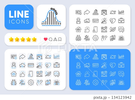 Woman, Pet shelter and Report document line icons for web app. Message, Share, Like social media icons. Pack of Lock, Ice cream, Weather forecast pictogram icons. Vector Woman, Pet shelter and Report document line icons for web app. Message, Share, Like social media icons. Pack of Lock, Ice cream, Weather forecast pictogram icons. Vector 134123942