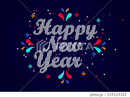 Happy New Year Celebration Typography Design 134125102