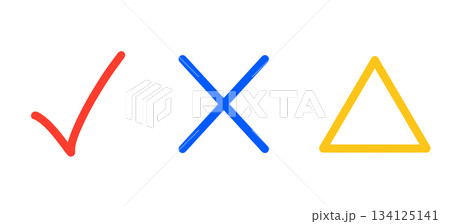 シンプルなチェック・ばつ・三角マーク 134125141