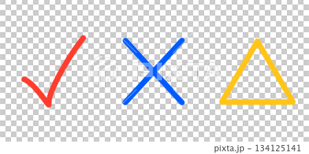 シンプルなチェック・ばつ・三角マーク 134125141