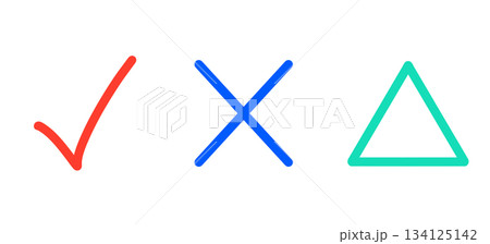 シンプルなチェック・ばつ・三角マーク 134125142