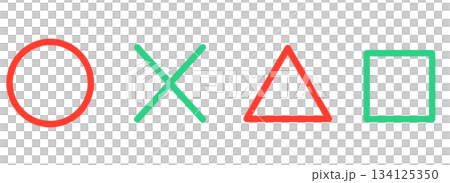 シンプルなまる・ばつ・三角・四角マーク 134125350