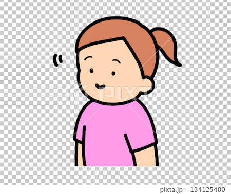 點頭的棕髮女孩 134125400