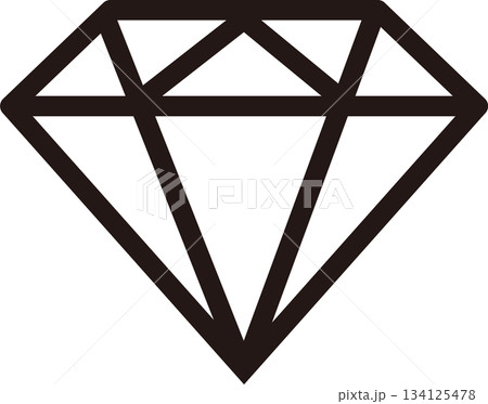 ダイヤモンドを表現したシンプルな線画アイコン ダイヤモンドを表現したシンプルな線画アイコン 134125478