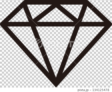 ダイヤモンドを表現したシンプルな線画アイコン ダイヤモンドを表現したシンプルな線画アイコン 134125478