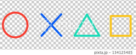 Simple circle, cross, triangle, and square marks Simple circle, cross, triangle, and square marks 134125485