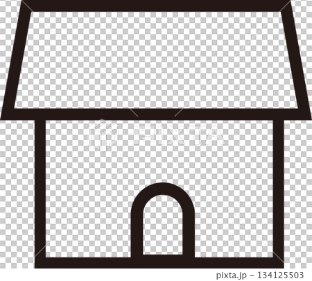 家をシンプルに表現した線画アイコン 134125503