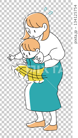 母親抱著一個暴力嬰兒的插圖 母親抱著一個暴力嬰兒的插圖 134125754