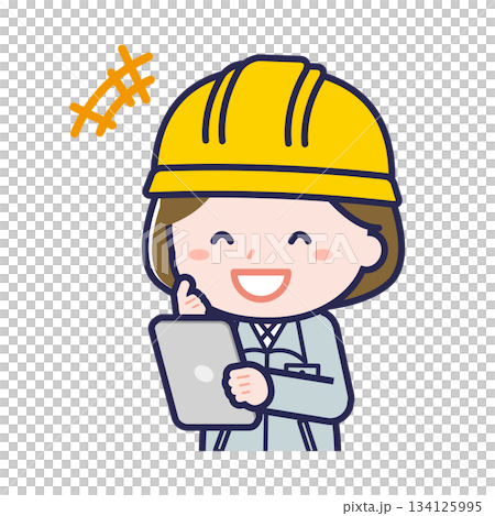 一名女性「建築工人」正在使用平板電腦 134125995