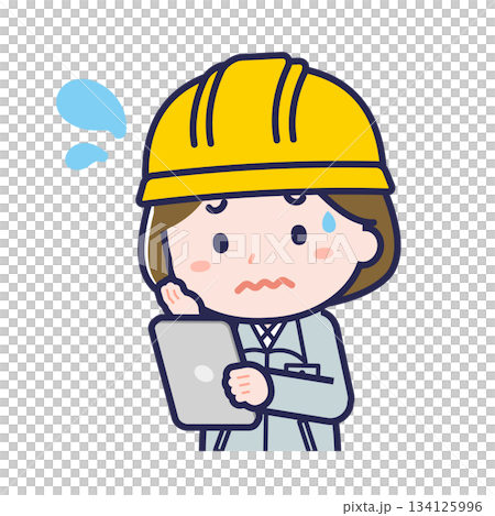 一名女性「建築工人」正在使用平板電腦 134125996