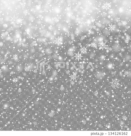 Realistic Falling White Snow Overlay Texture on Transparent Background. Vector Realistic Falling White Snow Overlay Texture on Transparent Background. Vector 134126162