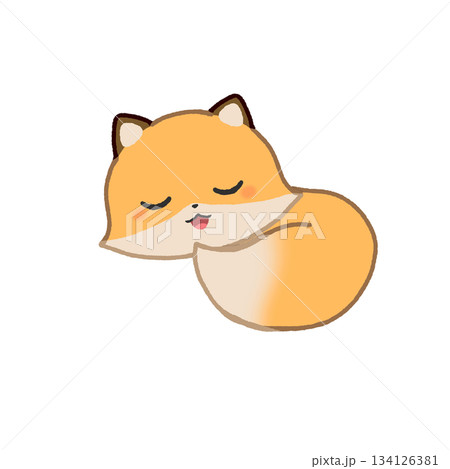 丸くなって眠る狐 134126381