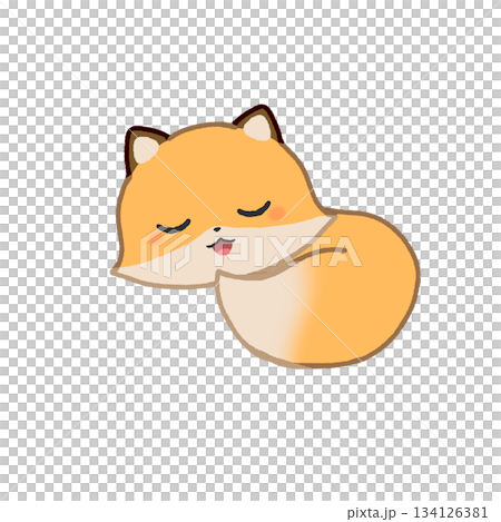 丸くなって眠る狐 134126381