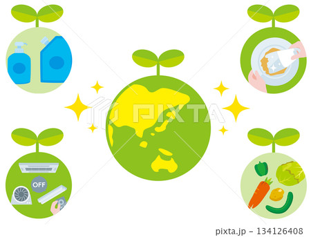 ナマケモノのエコ生活のイラスト 134126408