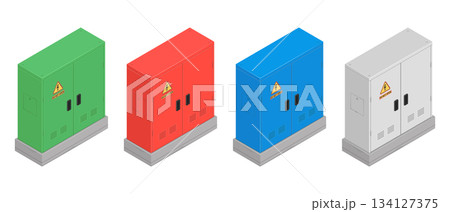 city electrical power box isometric view vector flat illustration 134127375