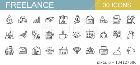 フリーランスに関するラインアイコンセット 134127686
