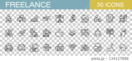 フリーランスに関するラインアイコンセット 134127686