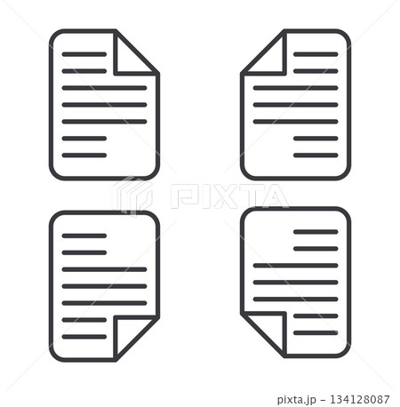Minimalist Outline Document Icon Set: Blank Paperwork and File Symbols for Content and Text. 134128087