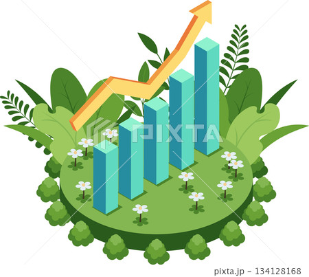 Isometric Sustainable Growth with Eco Financial Chart Isometric Sustainable Growth with Eco Financial Chart 134128168