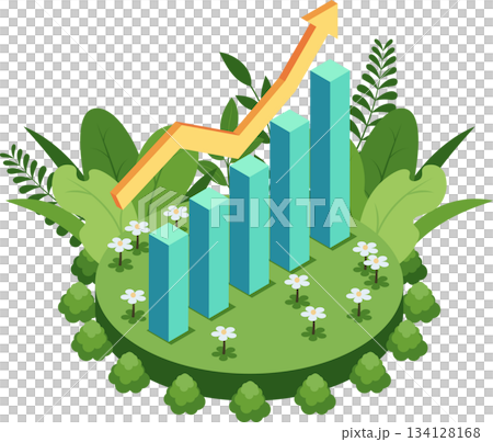 Isometric Sustainable Growth with Eco Financial Chart Isometric Sustainable Growth with Eco Financial Chart 134128168