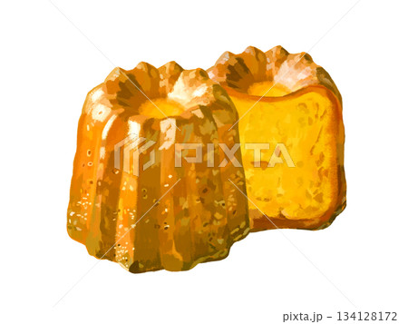 カヌレ（キャラメル）1個と断面 134128172