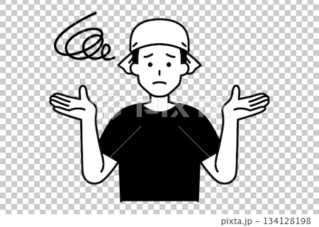 A male izakaya waiter who is at a loss A male izakaya waiter who is at a loss 134128198