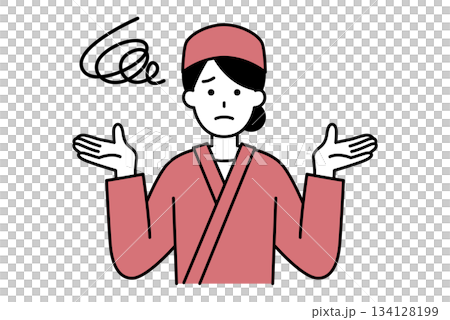 日本餐廳的女服務生不知所措 日本餐廳的女服務生不知所措 134128199