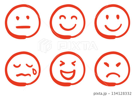 感情の手描きアイコンセット、赤 134128332