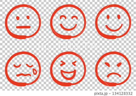 感情の手描きアイコンセット、赤 134128332