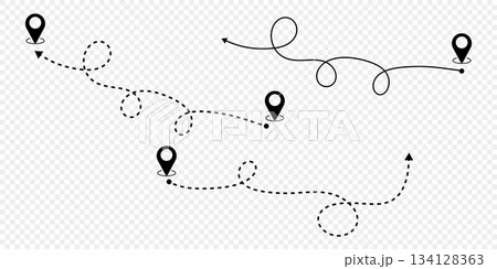 Map Route Pins: GPS Navigation, Travel, Location, and Logistics Path Design. Map Route Pins: GPS Navigation, Travel, Location, and Logistics Path Design. 134128363