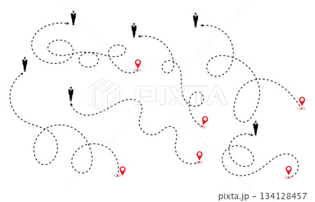 Global GPS Navigation Map, Route Path, Location Pins, and Destination Tracking Technology. 134128457