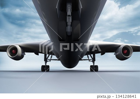 3D plane standing on white ground 3D plane standing on white ground 134128641