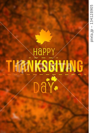 Happy Thanksgiving Day text against texture background 134128905