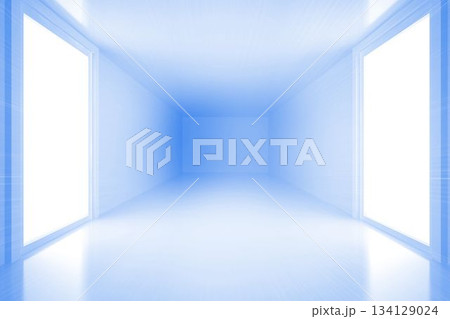 Bright blue room with windows Bright blue room with windows 134129024