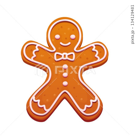 Cartoon Christmas gingerbread man cookie or winter holiday biscuit, vector icon. Gingerbread man cookie with icing glaze or sweet frosting decoration for Christmas biscuit and New Year pastry dessert Cartoon Christmas gingerbread man cookie or winter holiday biscuit, vector icon. Gingerbread man cookie with icing glaze or sweet frosting decoration for Christmas biscuit and New Year pastry dessert 134129481
