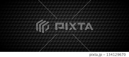 Black tech geometric background. Abstract square tile pattern texture. Futuristic block grid design wallpaper. Dark grey volume cube cover backdrop. Vector illustration isolation concept 134129670