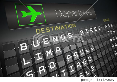 Black departures board for south america Black departures board for south america 134129685