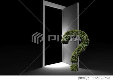 Topiary of question mark at doorway Topiary of question mark at doorway 134129698