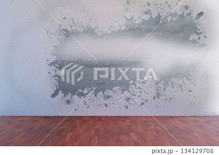 Splash on wall revealing coastline 134129708