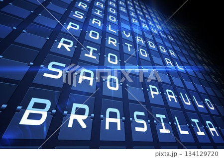 Blue departures board for major south american cities 134129720