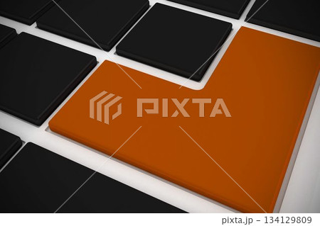 Black keyboard with orange key Black keyboard with orange key 134129809